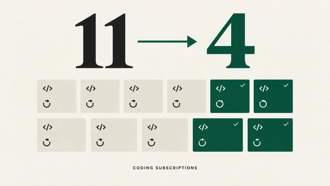 Eleven coding-plan cards lead to four selected cards in a compact comparison diagram.